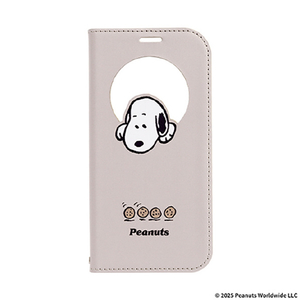 Hamee iPhone17用 フリップ窓付きダイアリーケース CERTA ピーナッツ スヌーピー/クッキー ベージュ 669-182240-イメージ1