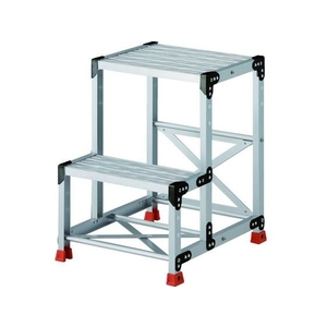 トラスコ中山 TRUSCO/作業用踏台 アルミ製・グレーチング仕様 SUS金具 2段 FC574HG-2074507-イメージ1