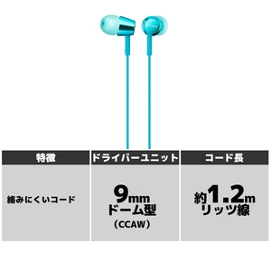 SONY 密閉型インナーイヤーレシーバー ライトブルー MDREX155L-イメージ2