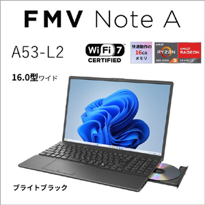 富士通 ノートパソコン FMV Note A ブライトブラック FMVA53L2BA-イメージ3