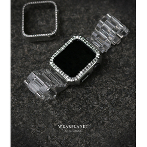 WEARPLANET Apple Watch 40mm用ラインストーンハードケース de luxe シルバー WP23225AWSV-イメージ10