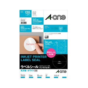 エーワン A4判 12面丸型 インクジェットプリンタラベル 光沢紙 10シート(120片)入り A-ONE.29225-イメージ1