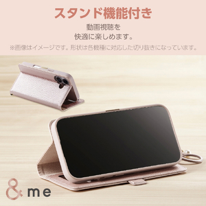 エレコム らくらくスマートフォン (F-53E)用&me ソフトレザーケース 磁石付 リング付 ピンク PM-F244PLFJM2PN-イメージ3