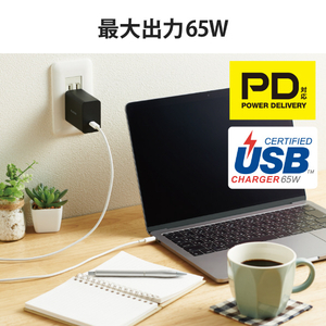 エレコム GaN PD対応 USB AC充電器(PD65W) ブラック ACDC-PD1165BK-イメージ4