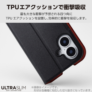 エレコム Galaxy A25 5G(SC-53F)用ソフトレザーケース 薄型 磁石付 ブラック PM-G253PLFUBK-イメージ2
