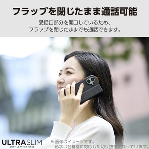 エレコム Galaxy A25 5G(SC-53F)用ソフトレザーケース 薄型 磁石付 ブラック PM-G253PLFUBK-イメージ3