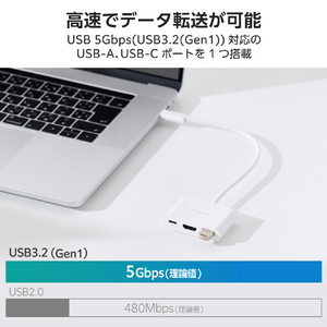 エレコム 3in1ドッキングステーション(5Gbps/4K60Hz) ホワイト DST-030BPWH-イメージ4