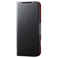 エレコム らくらくスマートフォン (F-53E)用ソフトレザーケース 薄型 磁石付 ブラック PM-F244PLFUBK