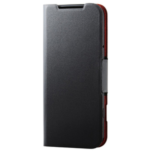 エレコム らくらくスマートフォン (F-53E)用ソフトレザーケース 薄型 磁石付 ブラック PM-F244PLFUBK-イメージ1