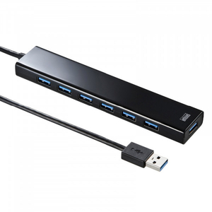 サンワサプライ 急速充電ポート付きUSB3．2Gen1 7ポートハブ ブラック USB-3H703BKN-イメージ1