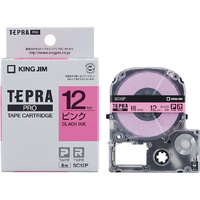 キングジム テプラ PROテープカートリッジ カラーラベル(パステル) 12mm幅 ピンク/黒文字 SC12P