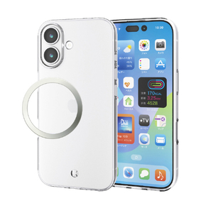 エレコム iPhone17用ソフトケース メタルステッカー付 クリア PM-A25AUCTCR-イメージ2