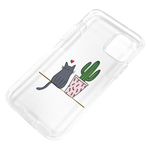 Dparks iPhone 11 Pro用ソフトクリアケース サボテンと猫 DS17230I58R-イメージ5