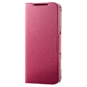 エレコム らくらくスマートフォン (F-53E)用ソフトレザーケース 薄型 磁石付 フラワーズ ディープピンク PM-F244PLFUJPND-イメージ1