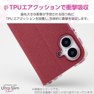 エレコム らくらくスマートフォン (F-53E)用ソフトレザーケース 薄型 磁石付 フラワーズ ディープピンク PM-F244PLFUJPND-イメージ2