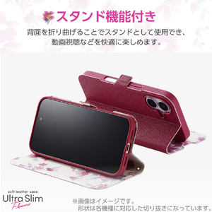 エレコム らくらくスマートフォン (F-53E)用ソフトレザーケース 薄型 磁石付 フラワーズ ディープピンク PM-F244PLFUJPND-イメージ6