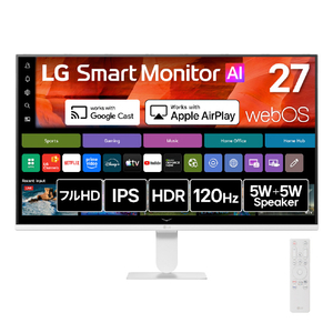 LGエレクトロニクス 27型 液晶ディスプレイ LG Smart Monitor AI 27U511SB-W-イメージ1