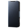 エレコム らくらくスマートフォン (F-53E)用ソフトレザーケース 薄型 磁石付 ネイビー PM-F244PLFUNV