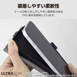 エレコム らくらくスマートフォン (F-53E)用ソフトレザーケース 薄型 磁石付 ネイビー PM-F244PLFUNV-イメージ7