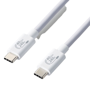 エレコム USB4ケーブル(認証品・USB Type-C to USB Type-C) 1.0m ホワイト USB4-CCPE10NWH エレコム USB4ケーブル(認証品・USB Type-C to USB Type-C) 1.0m ホワイト USB4-CCPE10NWH