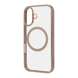 レイアウト iPhone 16用Like standard MagSafe対応 マグネットアクセサリー対応 衝撃吸収 バンパー マット メタリック ハイブリッドケース ピンクゴールド RT-P46MG3/PGM-イメージ1