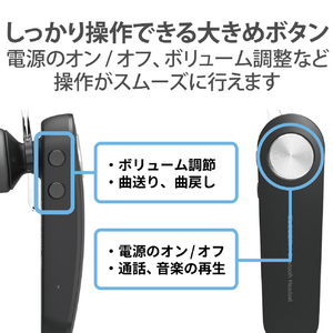 エレコム Bluetoothハンズフリーヘッドセット ブラック LBT-HS11BK-イメージ6