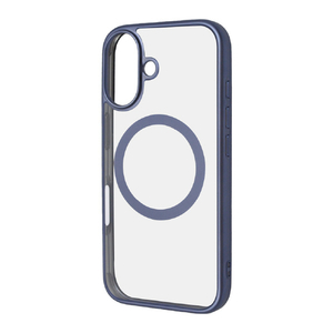 レイアウト iPhone 16用Like standard MagSafe対応 マグネットアクセサリー対応 衝撃吸収 バンパー マット メタリック ハイブリッドケース ライトブルー RT-P46MG3/LAM-イメージ1