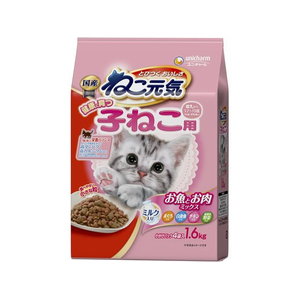ユニ・チャーム ねこ元気 健康に育つ子猫用 お魚とお肉ミックスまぐろ・白身魚・チキン・野菜・ミルク入 1.6kg FCF540N-イメージ1