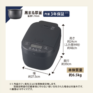 象印 圧力IH炊飯ジャー(1升) 極め炊き ブラック NW-YD18-BZ-イメージ9