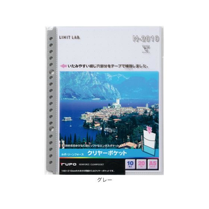 リヒトラブ ルポ・リーンフォース・クリヤーポケット A5タテ 20穴 10枚 グレー F804998-N2010-イメージ1