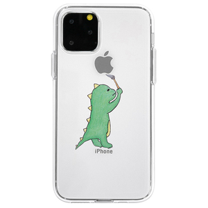Dparks iPhone 11 Pro用ソフトクリアケース お絵かきザウルス/グリーン DS17234I58R-イメージ1