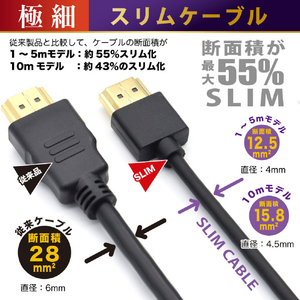 JTT スリムHDMIケーブル 3m JTHDMI30-SLBK-イメージ3