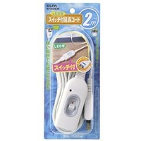 エルパ スイッチ付延長コード ホワイト(2m) W-S1020B(W)