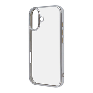 レイアウト iPhone 16用Like standard 衝撃吸収 バンパー メタリック ハイブリッドケース シルバー RT-P46CC16/SVM-イメージ1
