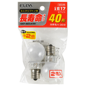 エルパ ミニクリプトン球 長寿命タイプ 40W E17 ホワイト GKP-362LH(W)-イメージ1