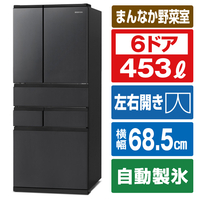 アイリスオーヤマ 453L 6ドア冷蔵庫 ブラック IRSN-45A-B