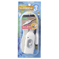 エルパ スイッチ付延長コード(3m) ホワイト W-S1030B(W)