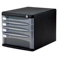 ナカバヤシ 鍵付きレターケース 引き出しA4浅型3段・A4深型1段 ブラック A4SK4ｸﾛ