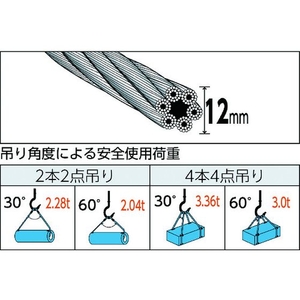 トラスコ中山 TRUSCO ワイヤロープスリング Eタイプ アルミロック 12mm×1m FC024GW-8370604-イメージ2