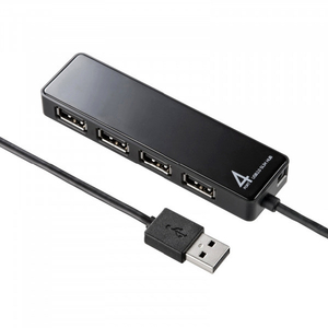 サンワサプライ HDD接続対応・面ファスナー付4ポートUSB2．0ハブ ブラック USB-HTV410BKN2-イメージ1