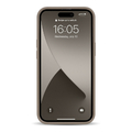 エム・ディー・シー iPhone 16用new balance [カード収納付き背面ケース/スタンプロゴスエード] グレージュ MD-75538-2