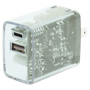 インプリンク PD20W対応 Type-C1ポート/USB1ポート クリアAC充電器 クリア IMAC1CU20CL-イメージ1