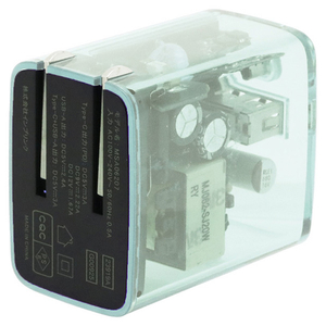 インプリンク PD20W対応 Type-C1ポート/USB1ポート クリアAC充電器 クリア IMAC1CU20CL-イメージ4