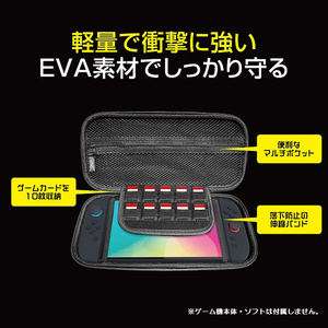 スリースト Switch2用EVAハードポーチ ブラック GUS2F039-イメージ5