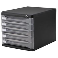 ナカバヤシ 鍵付きレターケース 引き出しA4浅型5段 ブラック A4SK5ｸﾛ