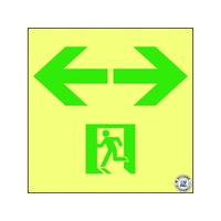 日本緑十字社 高輝度蓄光避難誘導ステッカー標識非常口 ASN963 A級認定品 粘着シール120非常口･両矢印120 FC999HM-8151908