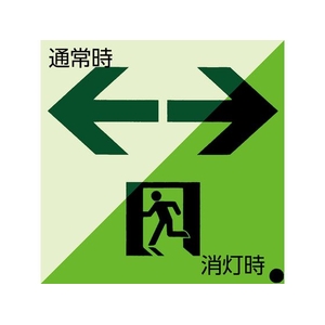日本緑十字社 高輝度蓄光避難誘導ステッカー標識非常口 ASN963 A級認定品 粘着シール120非常口･両矢印120 FC999HM-8151908-イメージ3