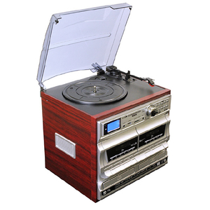 クマザキエイム CD録音が出来るレコードプレーヤー ローズウッド×シルバー×ブラック CRC1022-イメージ1
