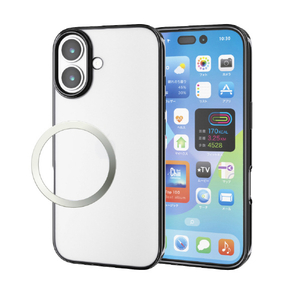 エレコム iPhone17用ソフトケース サイドメタリック メタルステッカー付 ブラック PM-A25AUCTMBK-イメージ2