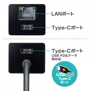 サンワサプライ USB Type-Cハブ付き ギガビットLANアダプタ ブラック USB-3TCH32BK-イメージ10